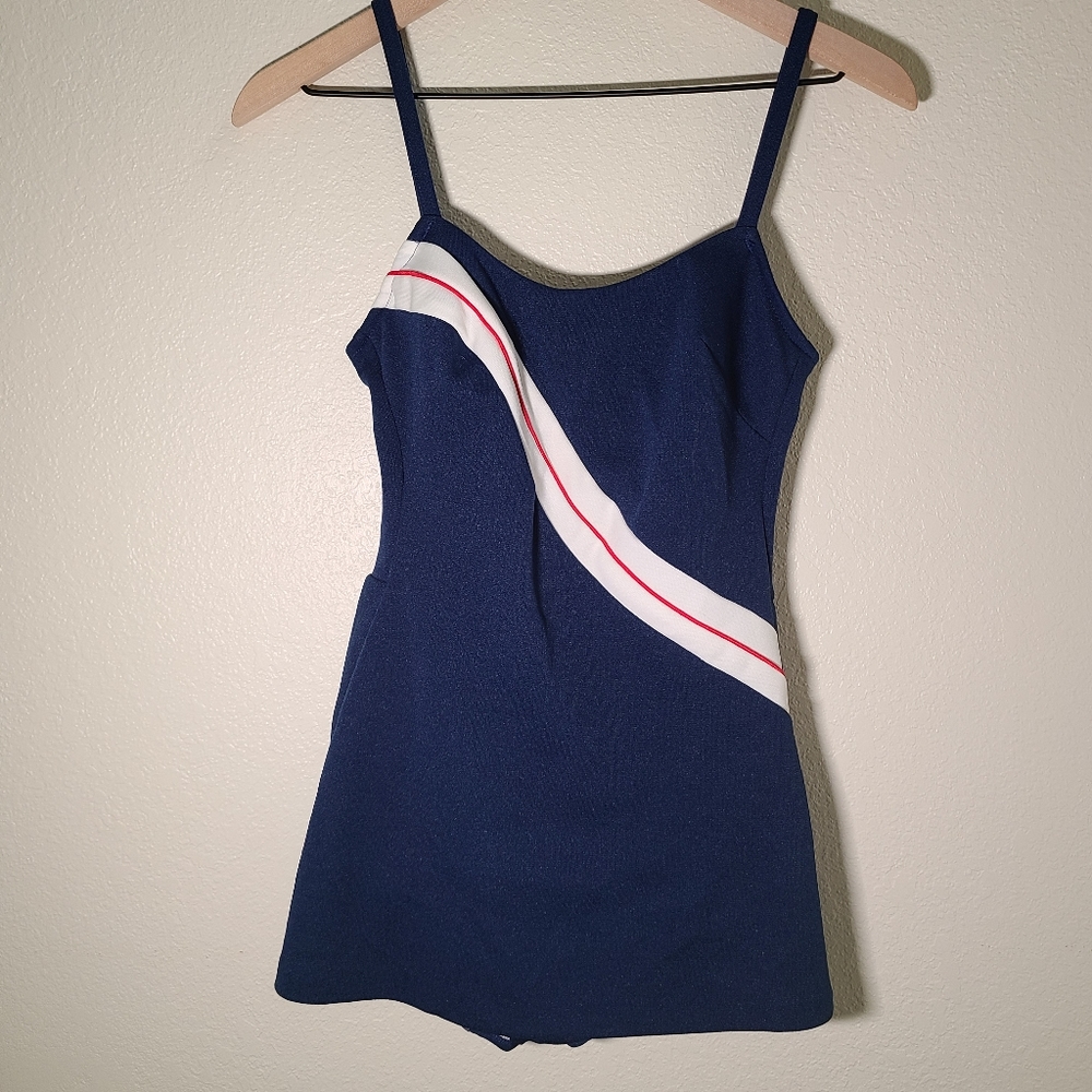 Vintage One Piece Bathing Skirt Suit